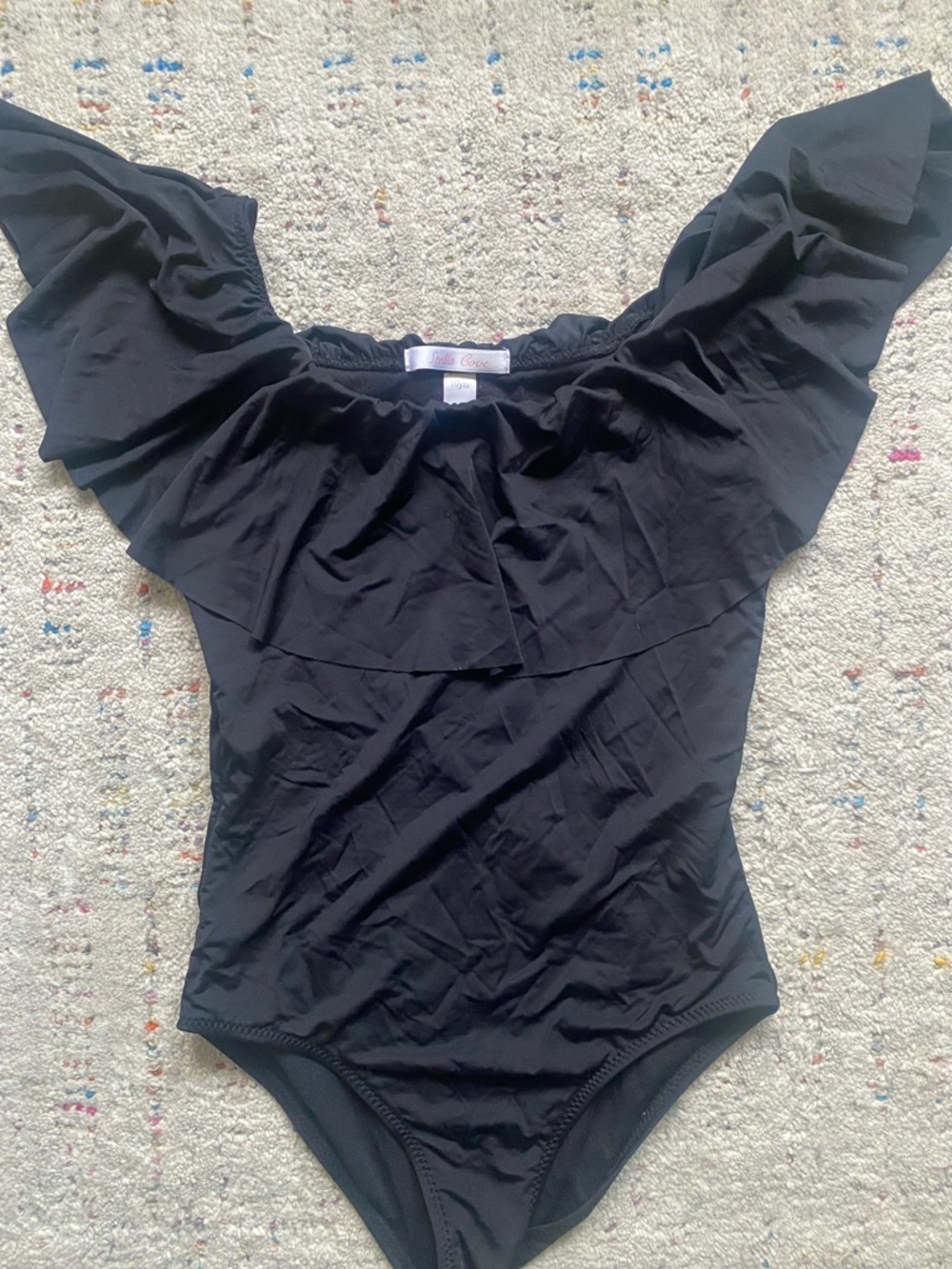 Black ruffle stella cove swimsuit size 10